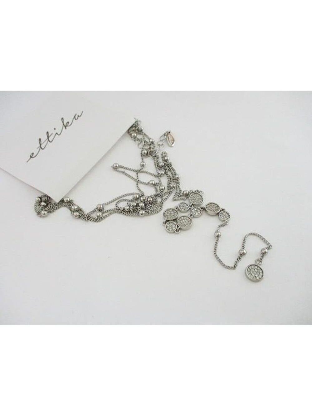 Ettika Multi Layer Silver Necklace with Dangle Charms